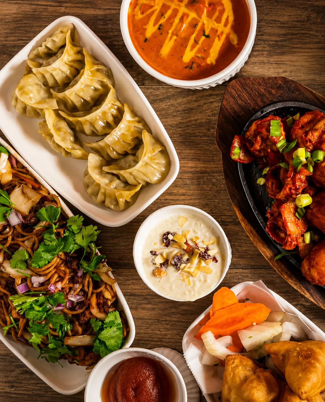 Indian and Nepalese food spread at Himalayan Fusion on Hamilton Road, East London, Ontario